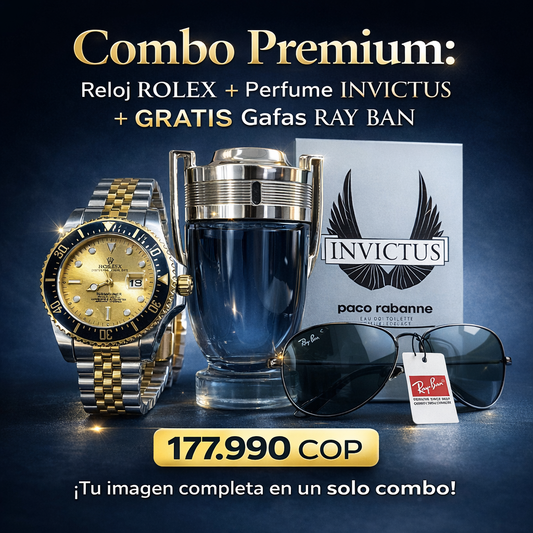 Perfume Invictus + Reloj Rolex - GRATIS Gafas Ray Ban