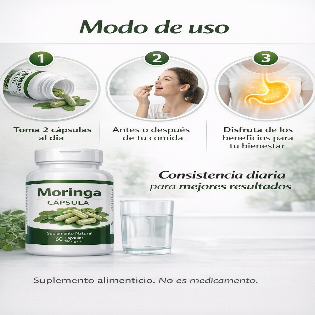 Moringa Cápsulas : Vitaminas y Antioxidantes GRATIS Recetario
