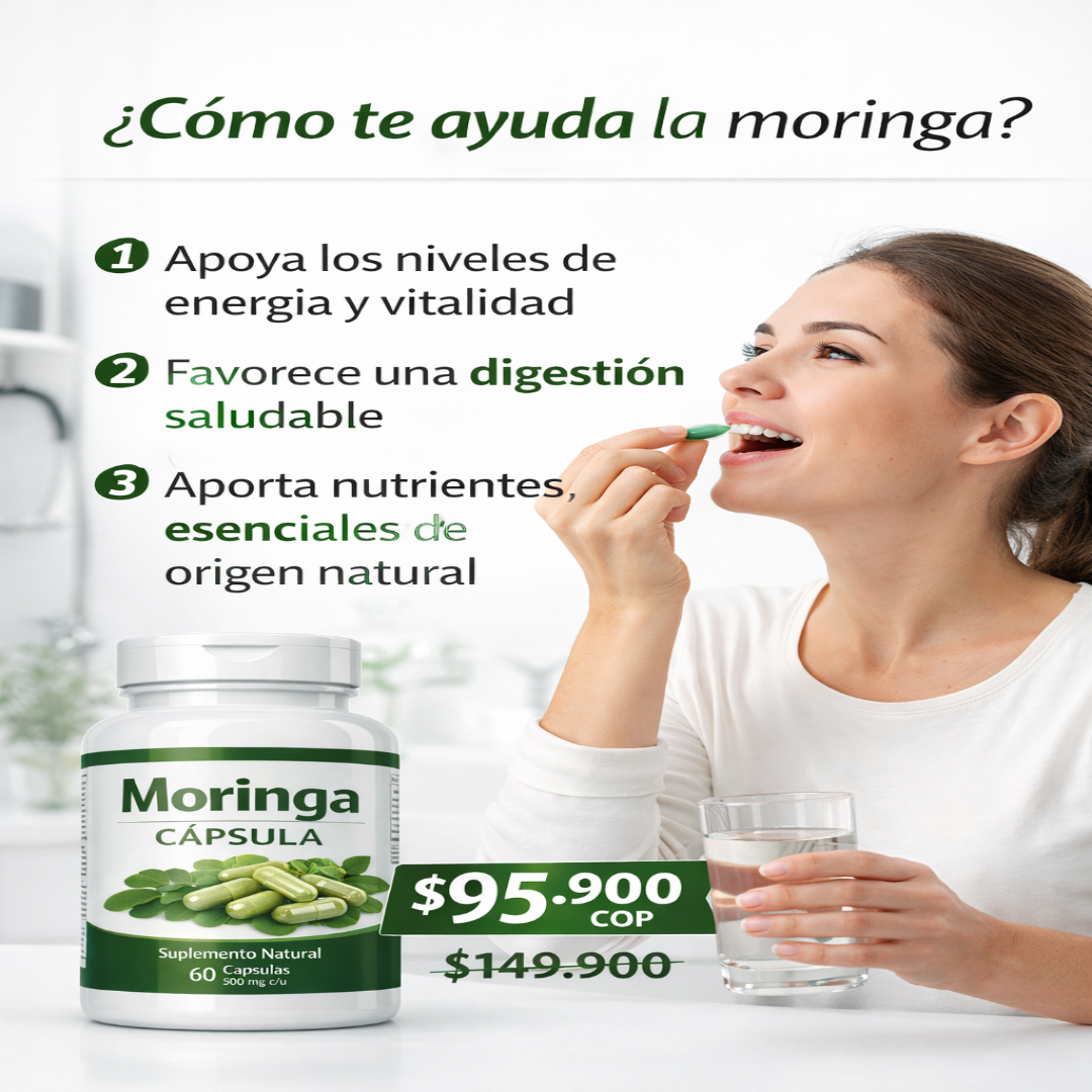 Moringa Cápsulas : Vitaminas y Antioxidantes GRATIS Recetario