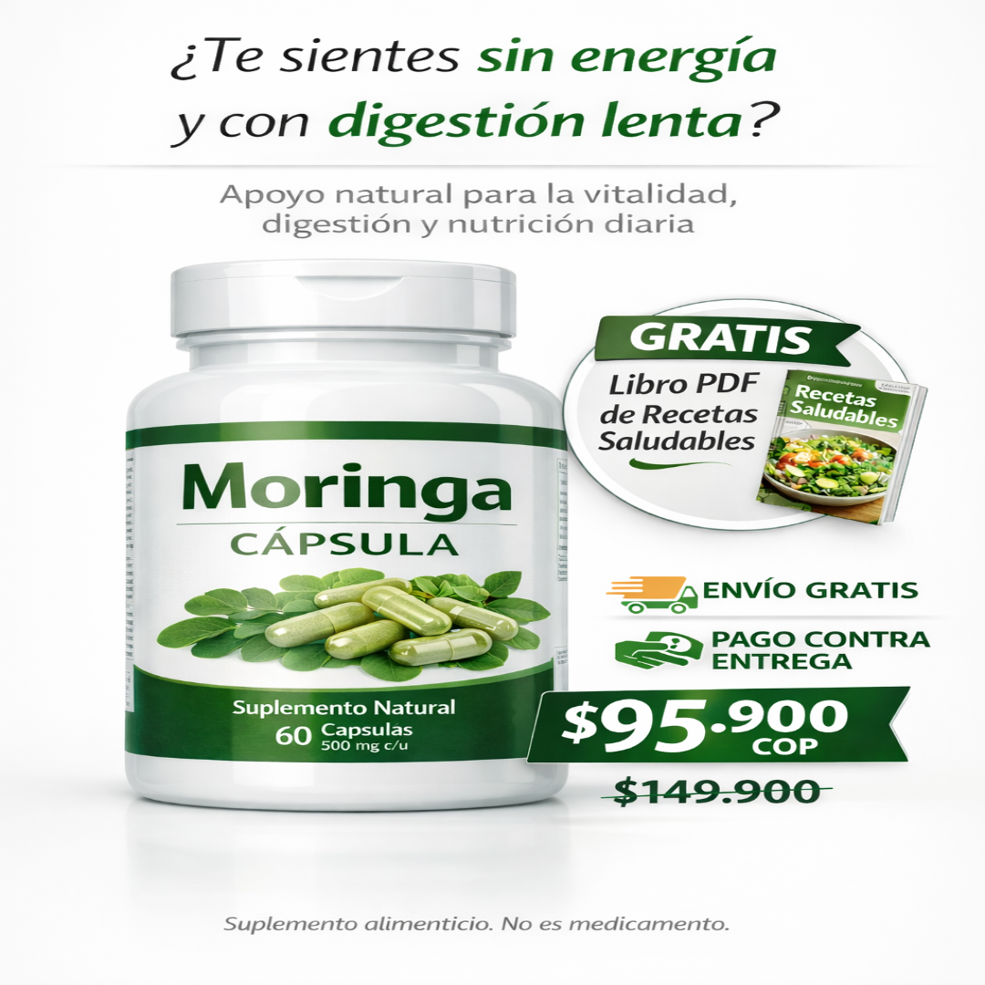 Moringa Cápsulas : Vitaminas y Antioxidantes GRATIS Recetario