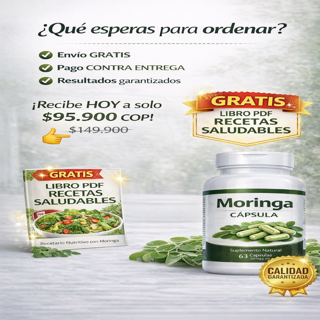 Moringa Cápsulas : Vitaminas y Antioxidantes GRATIS Recetario
