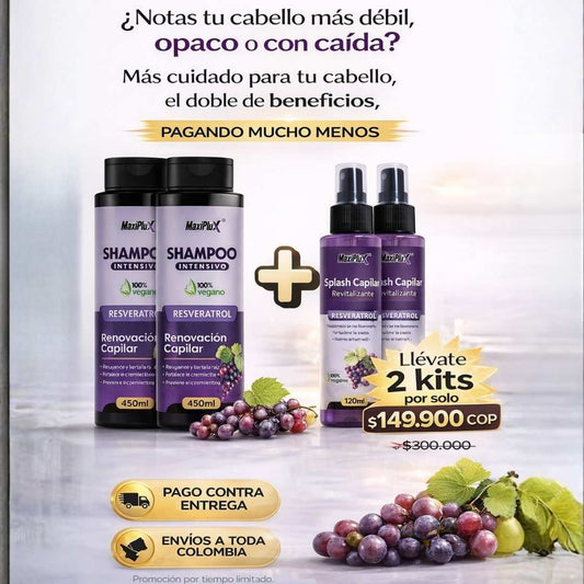 Kit: Shampoo + Splash Resveratrol GRATIS Segundo Kit