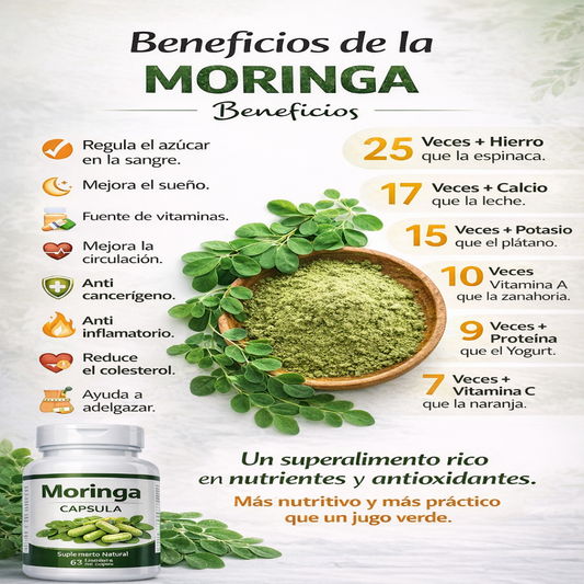 Moringa Cápsulas : Vitaminas y Antioxidantes GRATIS Recetario